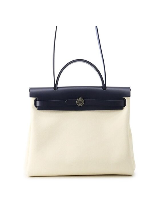 Hermes Handbags - Hermes Herbag Zip PM White Blue Safir Silver Toilet Military Vache Hunter